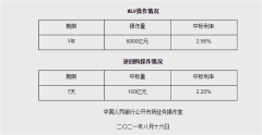 央行缩量续作MLF，利率维持2.95%不变，