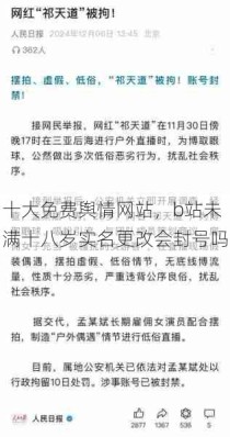 十大免费舆情网站，b站未满十八岁实名更改会封号吗