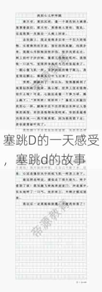 塞跳D的一天感受，塞跳d的故事