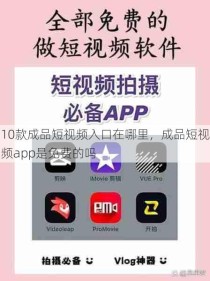 10款成品短视频入口在哪里，成品短视频app是免费的吗