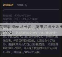 英雄联盟泰坦出装，英雄联盟泰坦出装2024