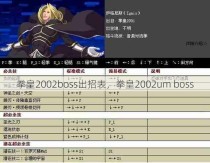 拳皇2002boss出招表，拳皇2002um boss