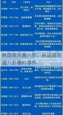 韩国娱乐圈八卦，韩国娱乐圈八卦爆料事件