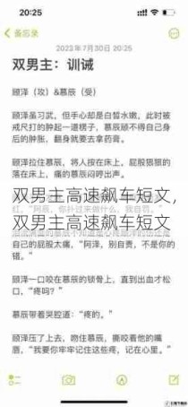 双男主高速飙车短文，双男主高速飙车短文