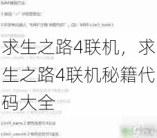 求生之路4联机，求生之路4联机秘籍代码大全  第1张