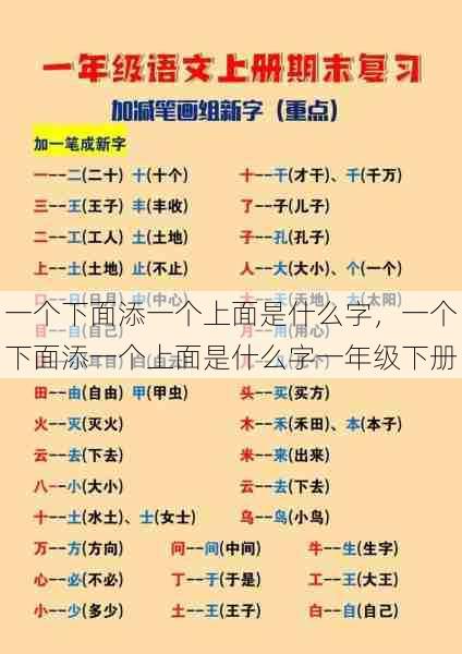 一个下面添一个上面是什么字，一个下面添一个上面是什么字一年级下册  第1张