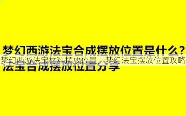 梦幻西游法宝材料摆放位置，梦幻法宝摆放位置攻略  第1张