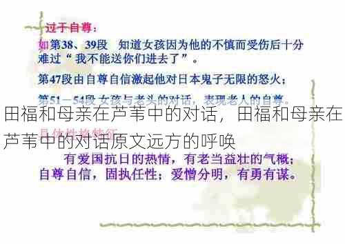 田福和母亲在芦苇中的对话，田福和母亲在芦苇中的对话原文远方的呼唤  第1张