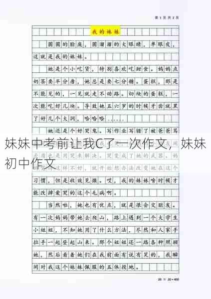 妹妹中考前让我C了一次作文，妹妹初中作文  第1张