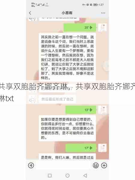 共享双胞胎齐娜齐琳，共享双胞胎齐娜齐琳txt  第1张