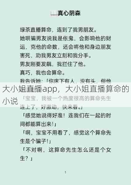 大小姐直播app，大小姐直播算命的小说  第1张