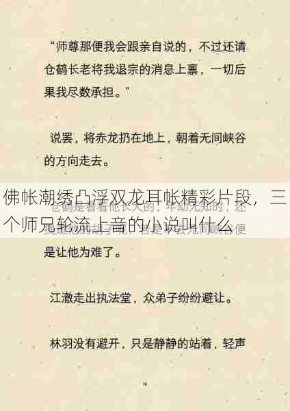 佛帐潮绣凸浮双龙耳帐精彩片段，三个师兄轮流上音的小说叫什么  第1张