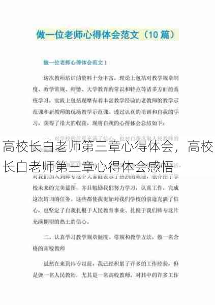 高校长白老师第三章心得体会，高校长白老师第三章心得体会感悟  第1张