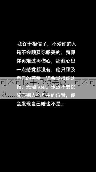 可不可以干湿你先说，可不可以……是什么歌  第1张